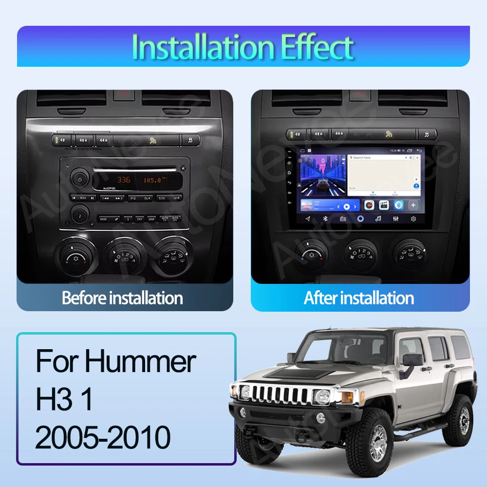 AutoNevee 9 ''Android 14 para Hummer H3 1 2005-2010 Radio de coche reproductor Multimedia navegación GPS unidad principal estéreo No 2Din 2 Din DVD