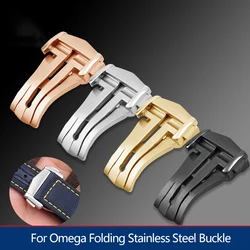 For Omega Seamaster Speedmaster Butterfly Clasp for Silicone/Leather Strap Polish Stainless Steel Folding Buckle 16mm 18mm 20mm