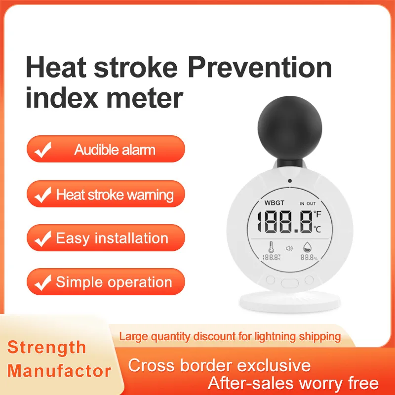 WBGT Heat Index Meter Black Ball Thermohygrometer High Precision Heatstroke Prevention Detector