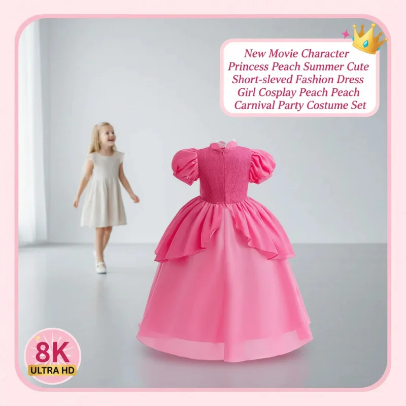 

▶❤Girls Rapunzel Short Sleeve Dress Glow in Dark Ball Gown Cosplay Costume for Toddler Christmas 2-10T❤◀