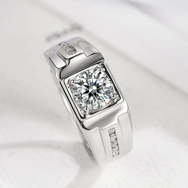 Men's 925 Silver Shining Zircon Ring, Wedding Engagement
