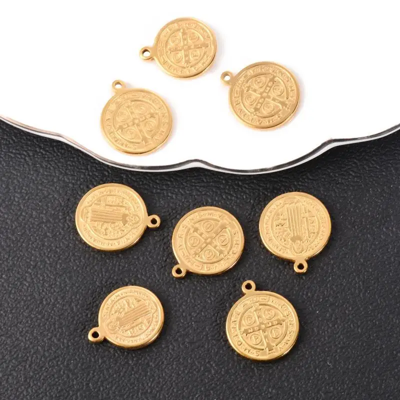 St. Benedict Patron Saint Medal Stainless Steel Skin-Friendly Exorcism  Pendant for Men Women Daily Wearing