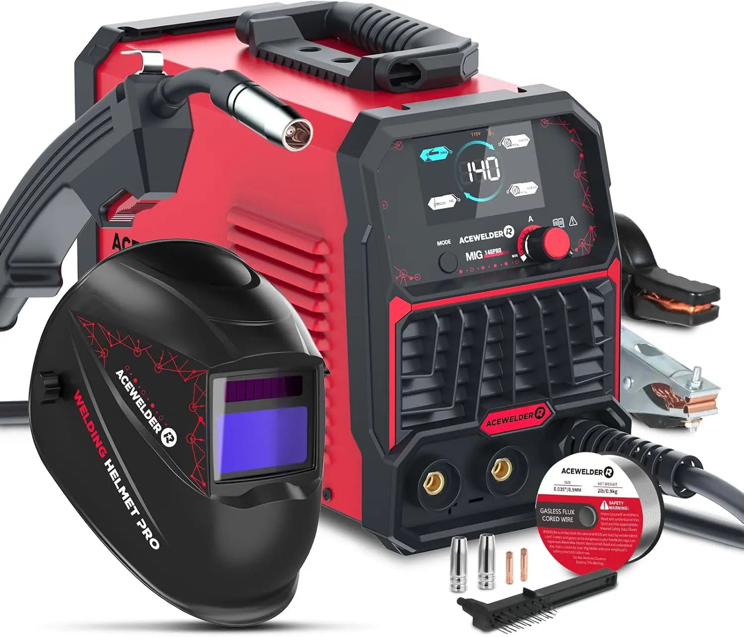 

Портативный сварочный аппарат 140A, 3-в-1 (MIG/LIFT TIG/Stick) с синергетическим управлением и LED-дисплеем