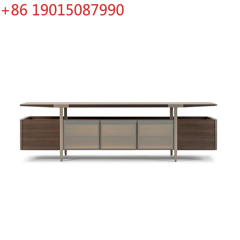 

Minimalist TV Cabinet High-end Locker Tempered Glass Door Side Cabinet Nordic Solid Wood Stainless Steel Floor Cabinet