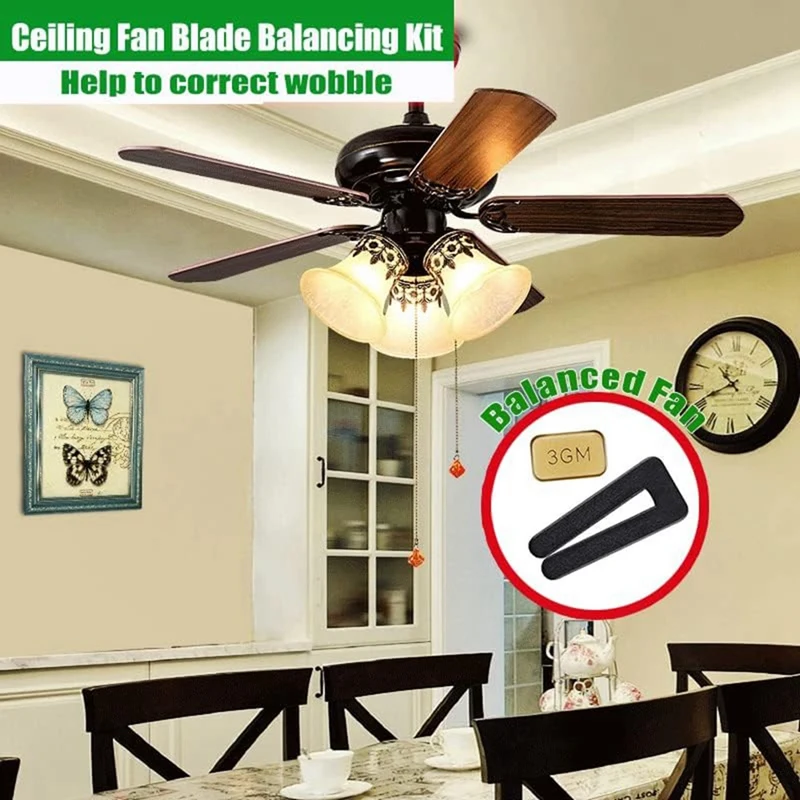 Ceiling Fan Blade Balancing Kit ,6PC Resilient Fan Blades Balance Clips 18 PC Metal Self-Adhesive 3G Ceiling Fan Weights Durable