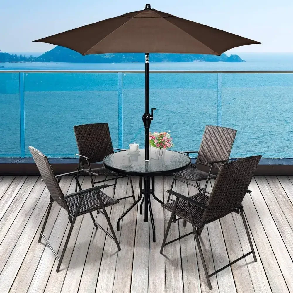 4-Piece Patio Rattan Chairs Set, Durable Outdoor Wicker Dining Chairs with Armrests, Suitable for Garden, Pool, and Camping (24