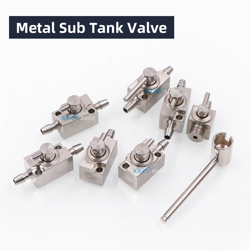 Inkjet Printer Metal Ink Cartridge Valve 2-way 3-way Stainless Steel Valve Switch for UV Printer Sub Tank Manual Cleaning Valve