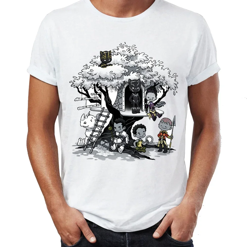 Print t shirt tees tops harajuku streetwear new Men short sleeve t-shirt African Tree House  Artsy Awesome Artwork