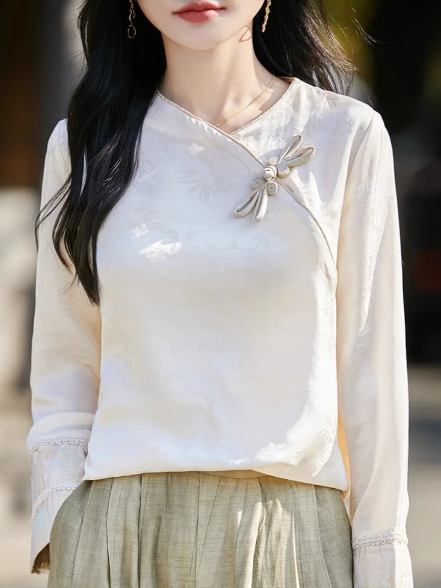 

Ретро-платье с кружевом и круглым вырезом, свободного кроя, в новом китайском стиле, весна 2026, новинка, из ацетатной ткани, для повседневной носки, прямого силуэта.