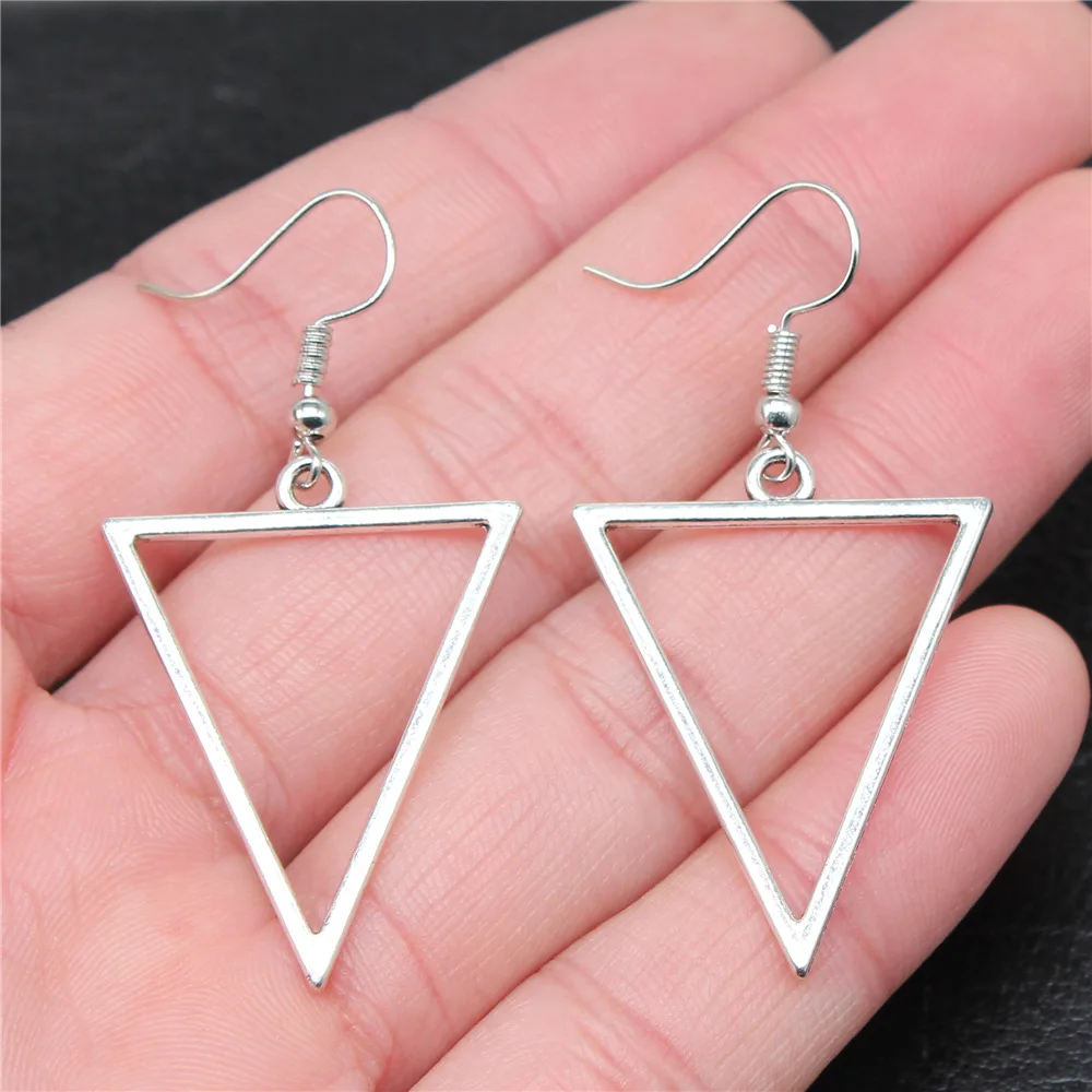 Vintage Drop Earrings Fashion Handmade Dropshipping 2 Colors Hollow Geometric Triangle Earring Accessories Pendant Earrings