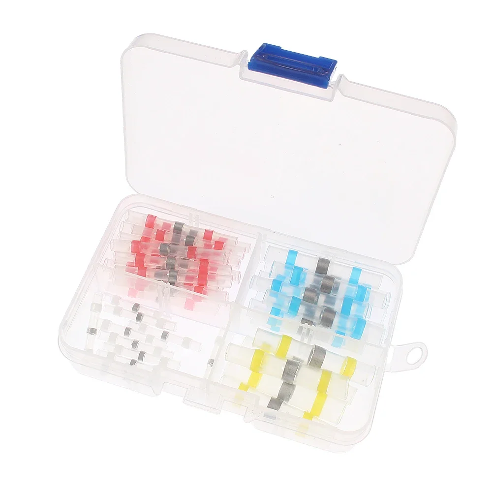 50PCS Heat-Shrink Tubing Terminals Assortment Set - Insulated Waterproof Solder Sleeves for Electrical Wire Butt Connectors Kit