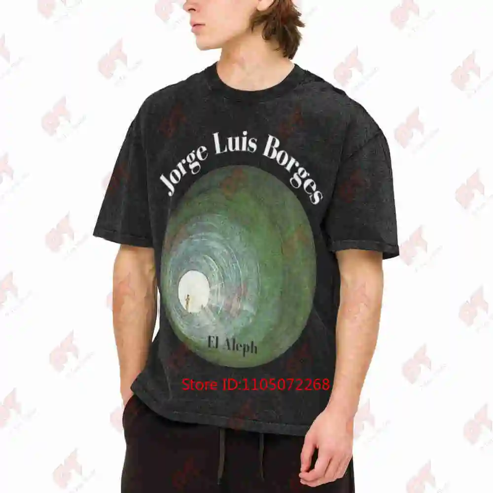 Jorge Luis Borges El Aleph Vintage Washed Tee Pure Cotton T-Shirt