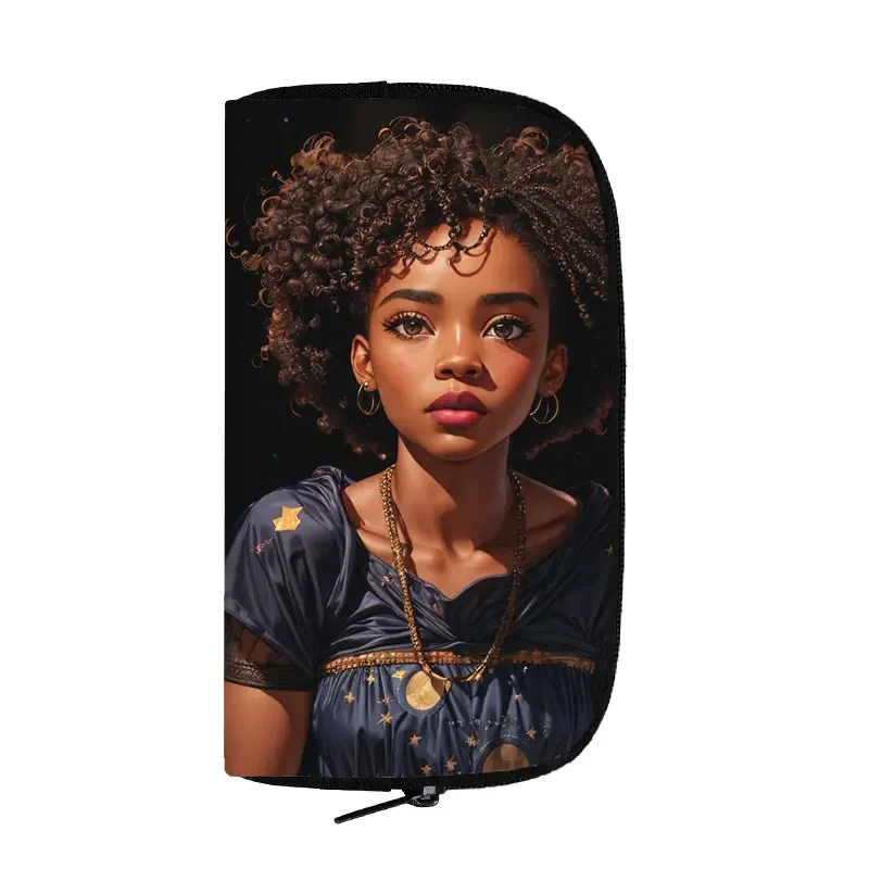 Gothic Cartoon Girls / Afro Latino Girls Wallet  African Women Purses Key Credit Card Phone Holder Money Bag Long Wallets Gift