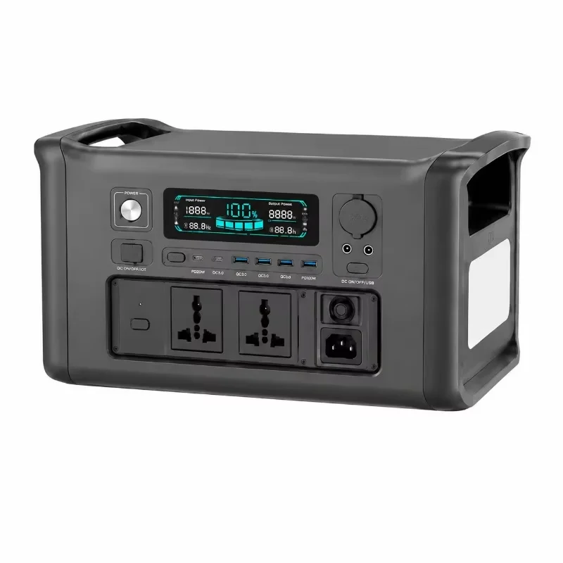 1800W Portable Power Station High Capacity Solar Generator RV Camping Backup Battery Bank Pure Sine Wave for Van Outdoor Trip