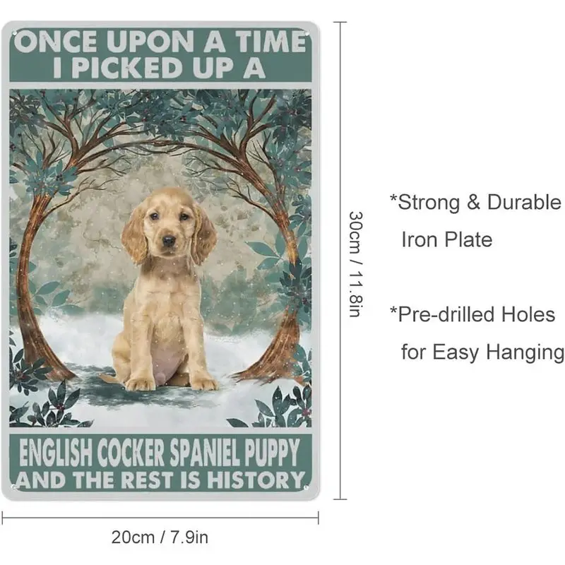 Vintage English Cocker Spaniel Metal Sign Wall Decor Puppy Poster Bathroom Living Room Home Decoration Plaque