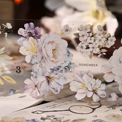 XiaoBaiJia Studio Vintage Old Trace Floral Washi PET Tape DIY Card Making Scrapbooking Decorative Sticker