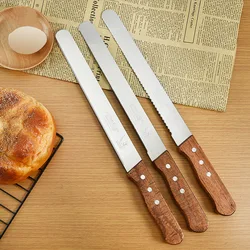 10/12/14 Inch Stainless Steel Serrated Bread Knife Wooden Handle Slicing Knives Toast Cake Slicer Kitchen Pastry Biscuit Cutter