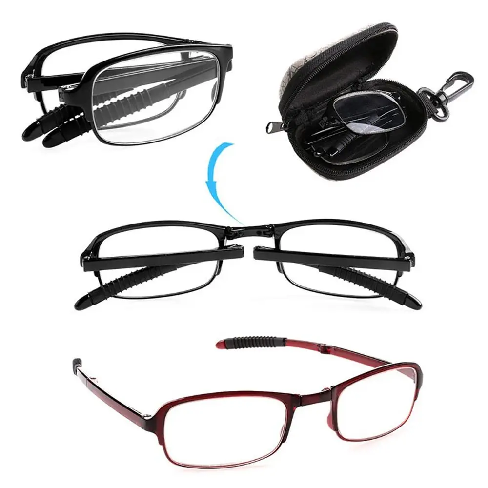 Gafas de lectura plegables ultraligeras con caja para hombres y mujeres, lentes transparentes, gafas cuadradas para presbicia, lupa, gafas graduadas