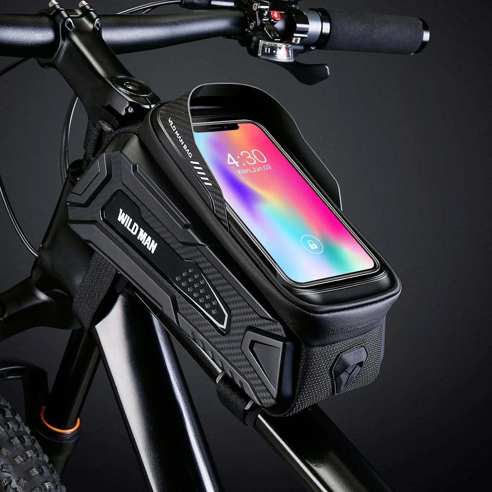 WILD MAN Bicycle Bag Touch Screen 1L Waterproof Bicycle Front Frame Bag Bicycle Front Cell Phone holder Bag Cycling Accessories