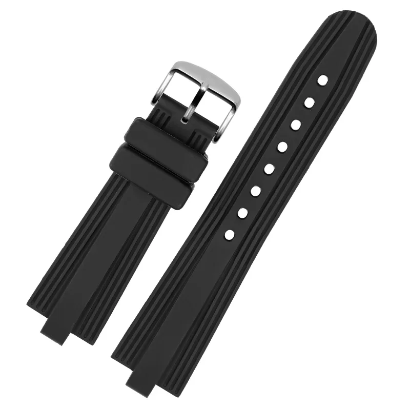 Rubber Watch Strap for Bvlgari Diagono Convex Joint Black Waterproof Sweat-Proof Silicone Watchband Accessories 22 * 7mm