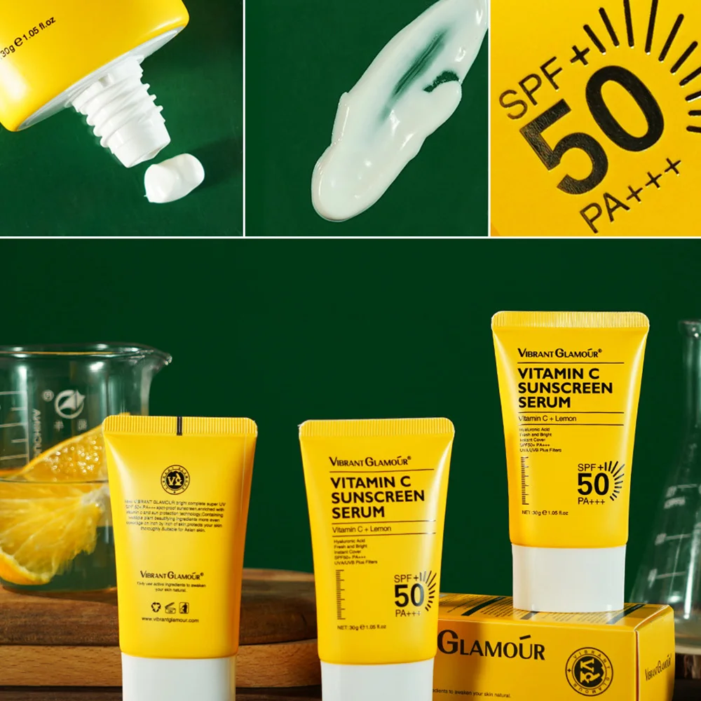 

VIBRANT GLAMOUR Vitamin C Sunscreen 30g Gentle Whitening Repair Antioxidant Sunscreen Lotion Lightweight Hydrating For Sensitive