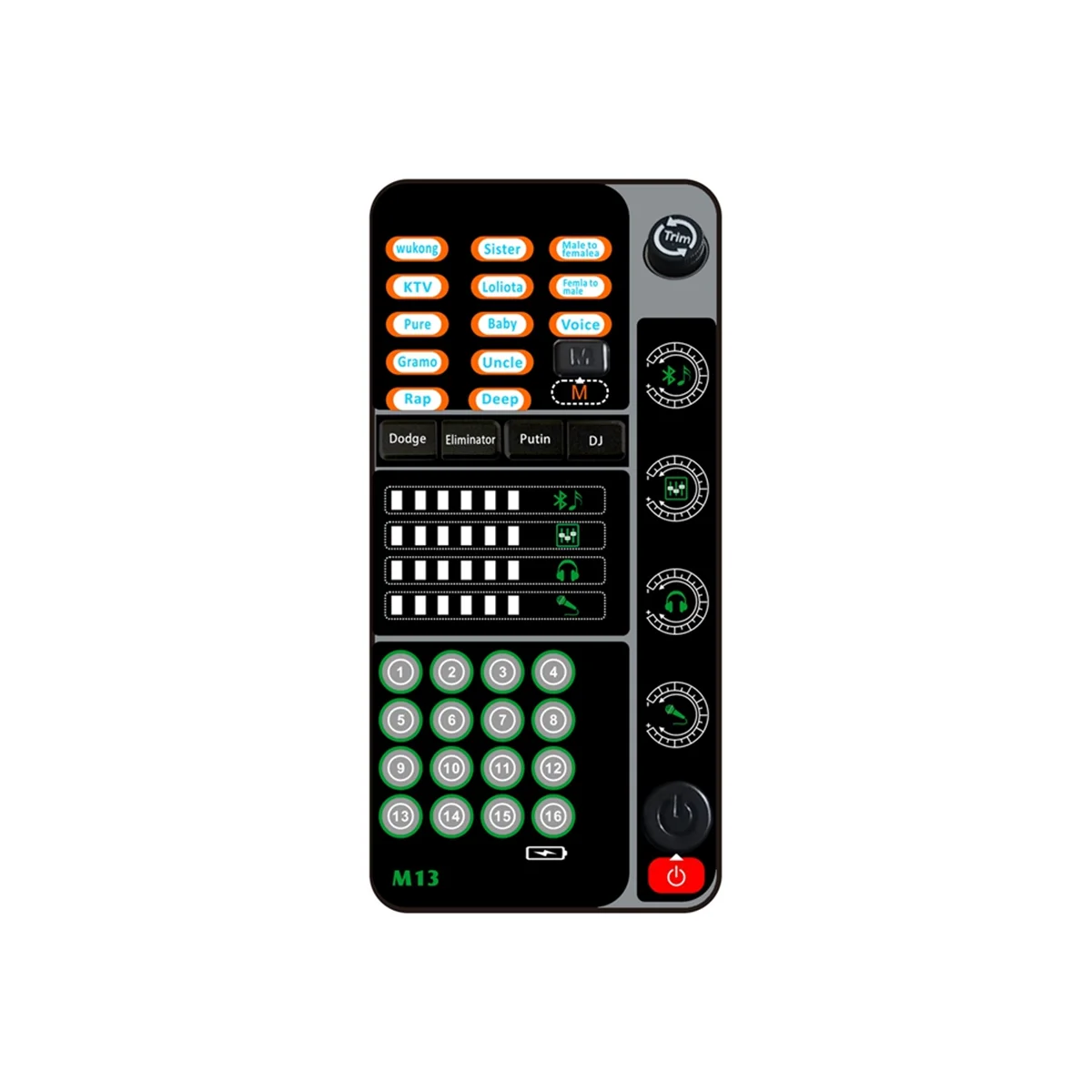 New M13 Voice Changer,Live Voice Card Voice Changer, Handheld Microphone Voice Changer with BT 3.5mm Port DJ Controller