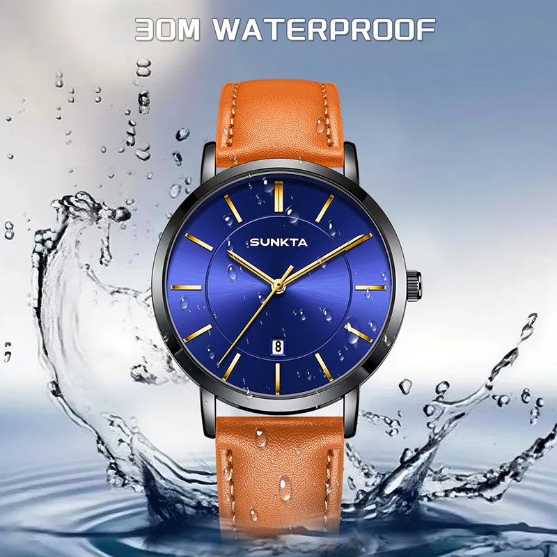 SUNKTA 2026 ساعة رجالي فاخرة LIGE موضة عادية كوارتز ساعات المعصم مقاوم للماء تاريخ الأعمال الساعات النساء الهدايا Reloj Hombre