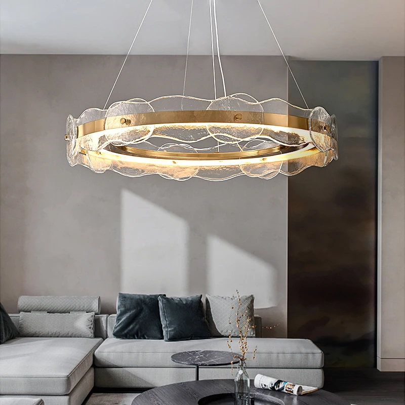 IWP Luxury Crystal Pendant Light Water Wave Hanging Lamp Living room Dining Table Chandelier Indoor Decor Kitchen Island Lamp