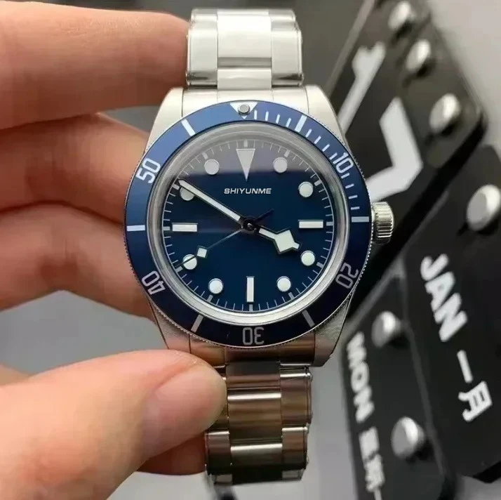 TR 42mm Relógio Masculino Mecânico Automático Vidro Safira Aço Inoxidável Preto Azul Moldura Cerâmica Premium