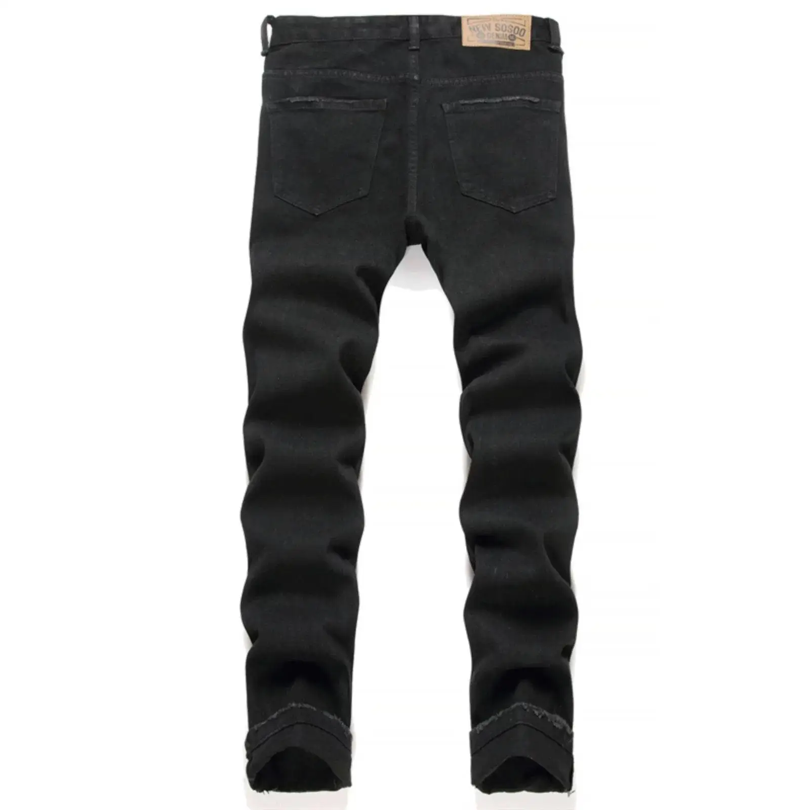

Punk Sle Men's Slim Fit Straight Leg Denim Jeans Bla Hole Patch Embroidery Non Stretch Faion Urban Casual Cotton Polyes...