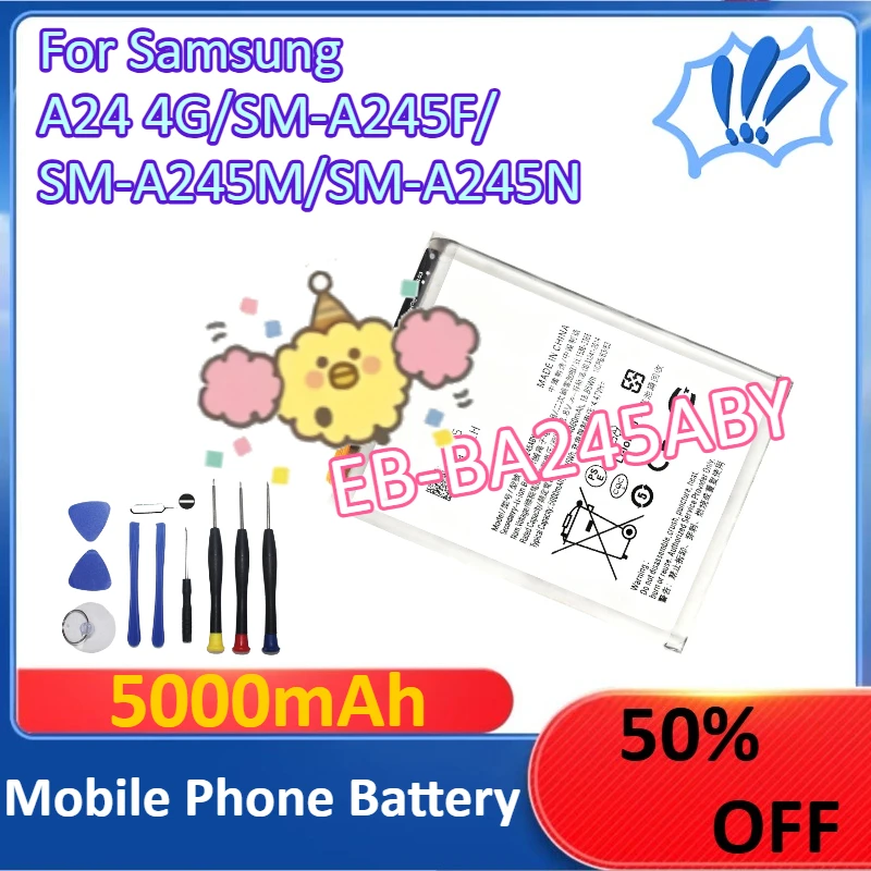 5000mAh EB-BA245ABY بطارية الهاتف المحمول لسامسونج A24 4G/SM-A245F/SM-A245M/SM-A245N + أدوات