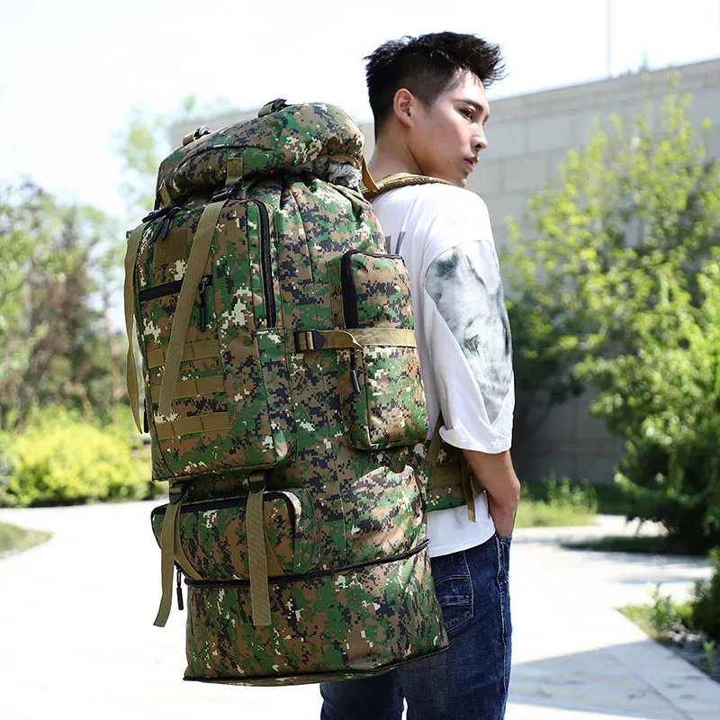 

70L-100L Hiking Bag Large Capacity Camouflage Backpack Outdoor Travel Camping Tactical Rucksack AVA211