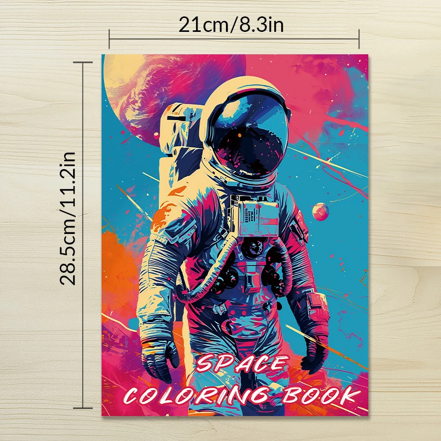 Astronauts and Planets Adult Coloring Book - 8.3x 11.2 Inch 32 Page Coloring Book - Helps Reduce Stress and Ease Emotions