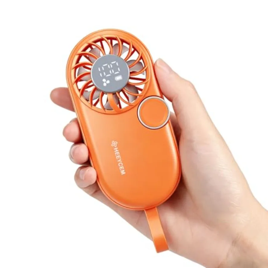 

Small Portable Handheld Fan, 5- Speeds Powerful Mini Personal Fan, Rechargeable Fans with Smart LED Display, Lightweigh, for Ou