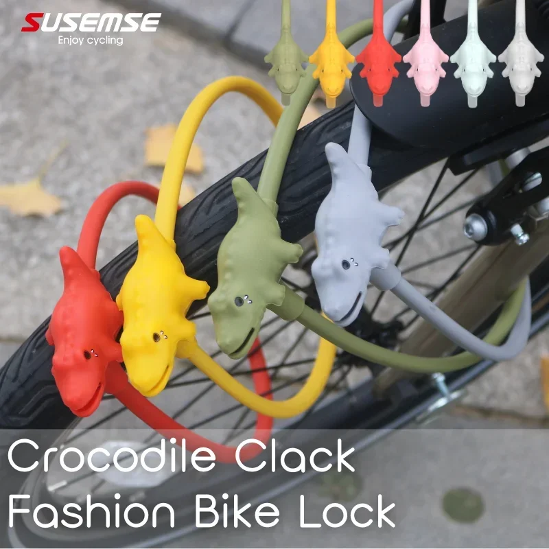 

SUSEMSE Cute Silicone bike lock for road&mountain bikes,with keys,Bike accessories Steel Bike Lock Anti-theft Lock Helmet Lock