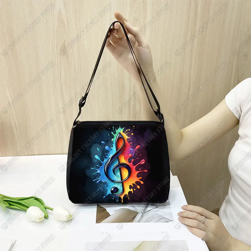 Colorful Music Notes Pattern Women Handbag Shoulder Bag Shoulder Bag Crossbody Phone Holder Outdoor Travel Messenger Bag