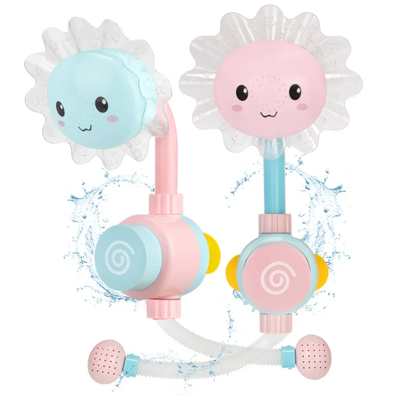 

Baby Sunflower Bath Toy Bathtub Showers Bathing spouts Suckers Folding Spray Faucet Play Bathroom Sun Flower Water Toys