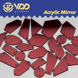 VDD 60/200Pcs Burgundy Mix Size Acrylic Mirror Sewing Flatback Sew On Rhinestones For DIY Crafts Clothes Garment Decorations