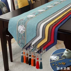 Waterproof New Chinese Style Table Flag Tea Ceremony Zen Tea Mat Tea Table Fabric Long Strip Tablecloth Chinese Style Tablecloth