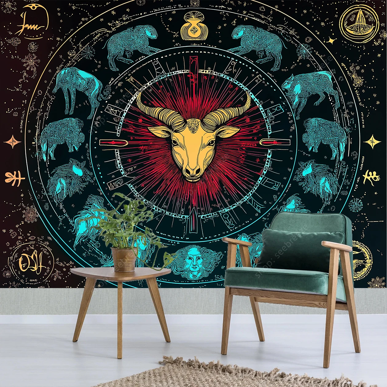 زودياك علم التنجيم نسيج الأبراج النابضة بالحياة ابراج الرموز التأمل الروحي مكتب المنزل عنبر ديكور غرفة نوم هدية #5