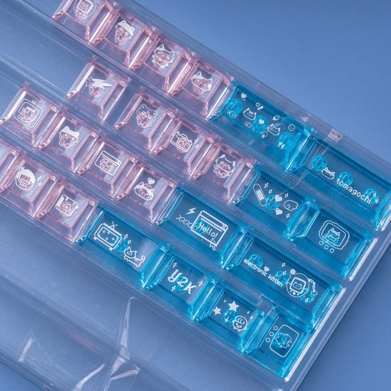 Electronic Meow Keycap Cherry Profile Keycaps Pc Translucent Custom Cute Key Caps Pixel MX Switch Mechanical Keyboard Caps