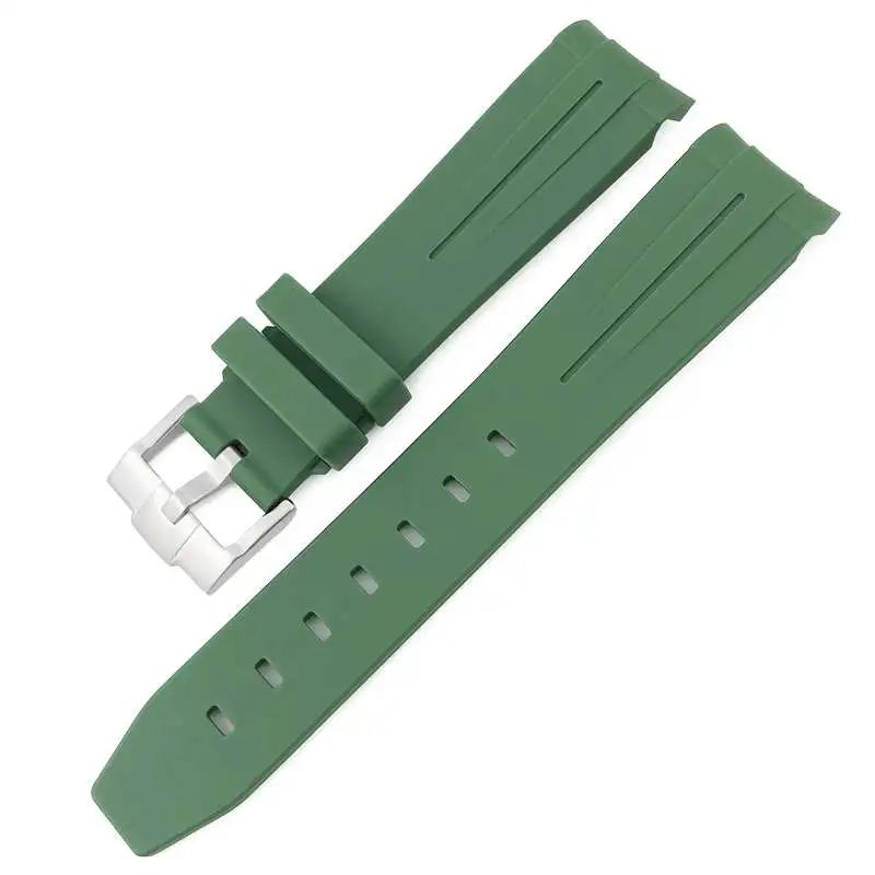 Jam tangan lembut untuk Rolex Black Green Water Ghost King Omega Haima 300 Tissot Le Locle ganti karet asli nyaman