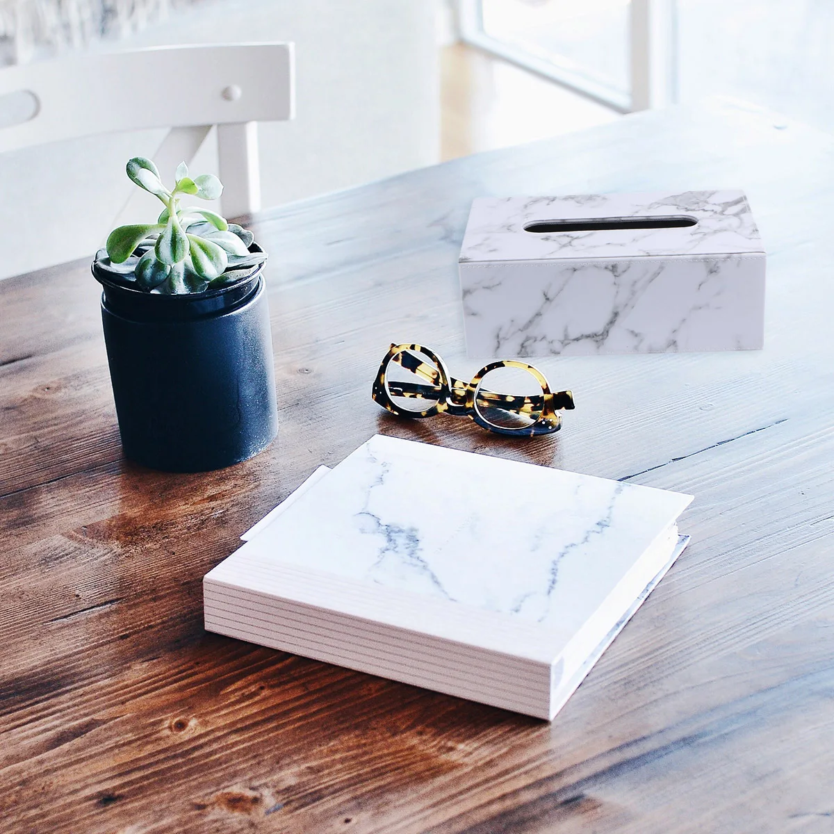 

Marbled Tissue Box Square Paper Holder Sturdy Napkin Storage Container for Home Office Automotive Decoration