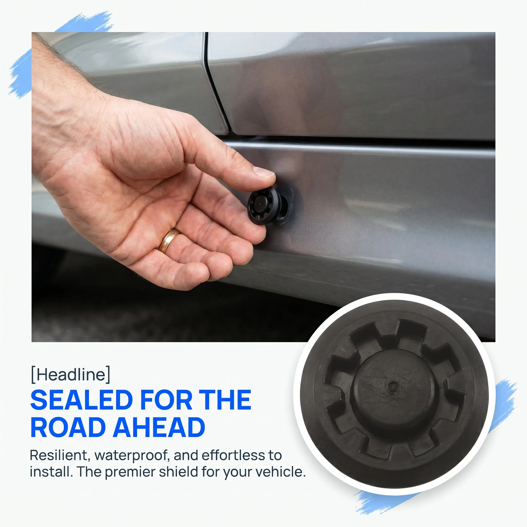 50Pcs Car Door Plug Waterproof Rubber Sealing Caps .9mm Hole Diameter Side Skirt Dustproof Cover Automotive Replacement