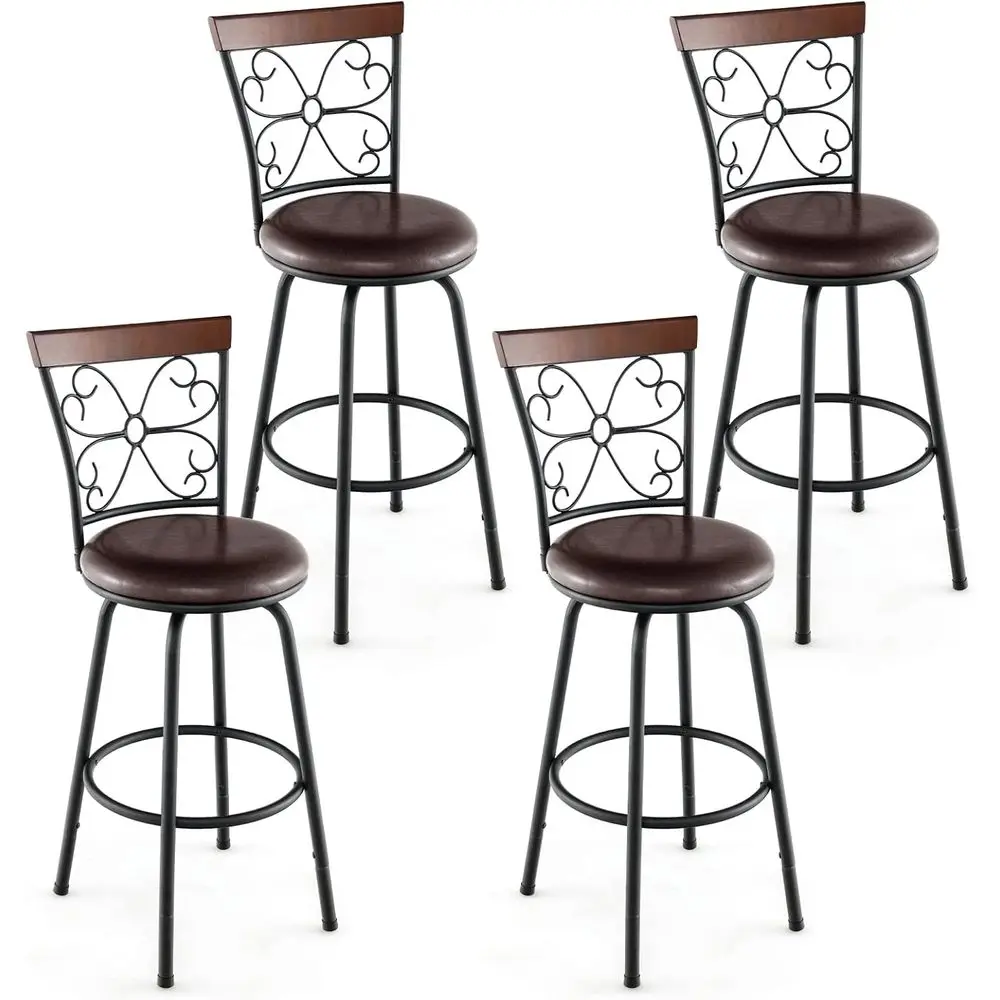 

Набор из 4 регулируемых поворотных барных стульев с мягкой спинкой, высотой 24-30 дюймов, для кухни или бара