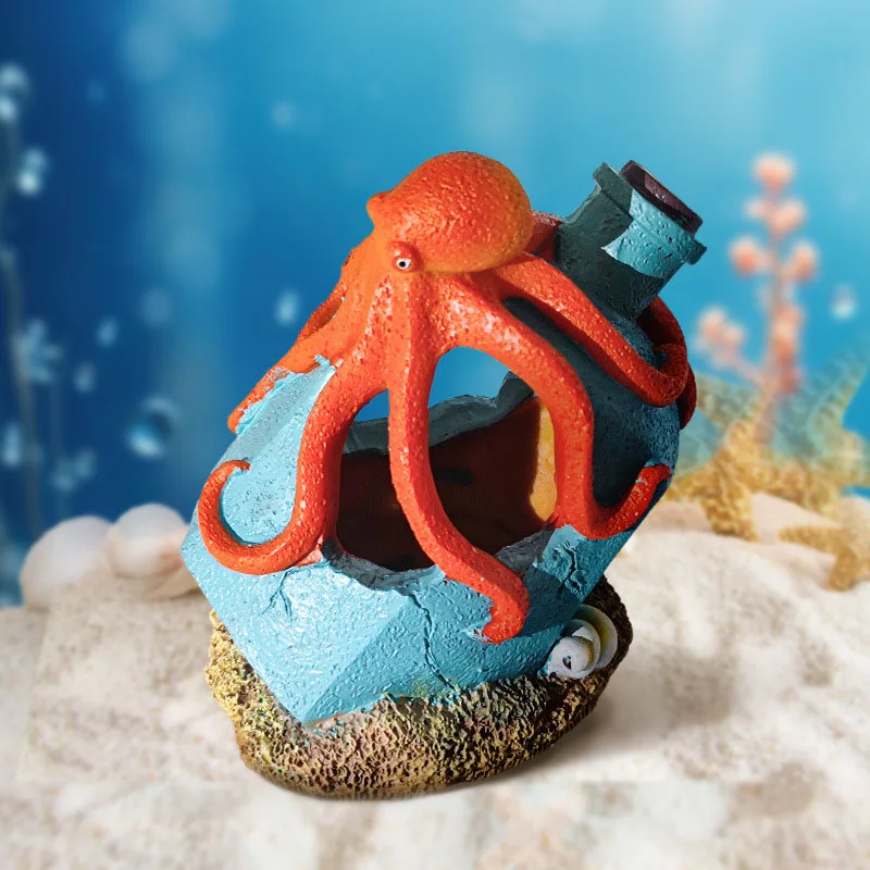 Adorno pulpo gris para acuario - Refugio para peces y camarones - imagen 3