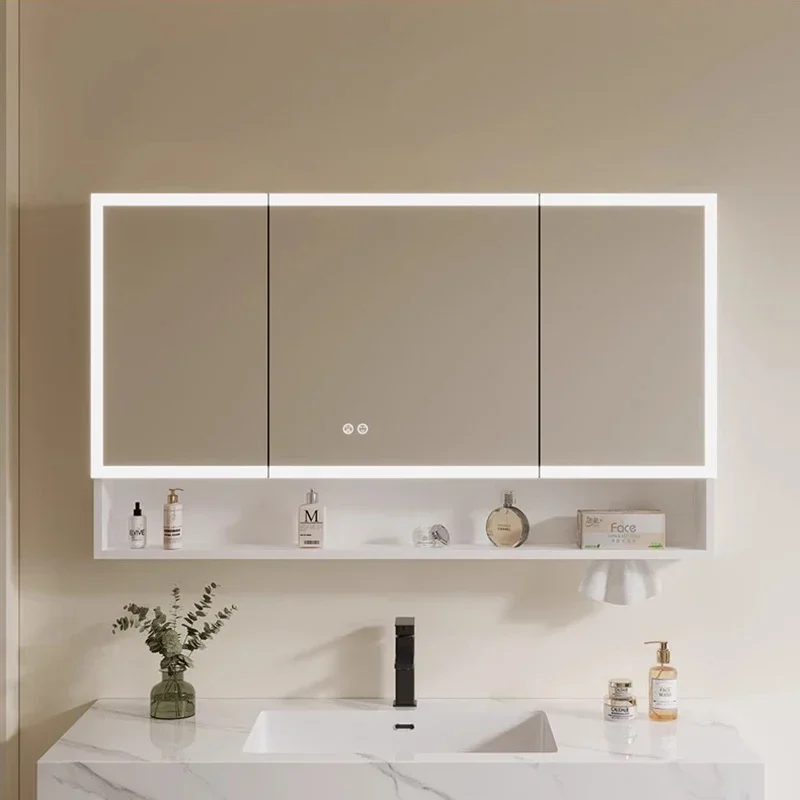 Modern Fashion Smart Bathroom Mirror Cabinet Mist Removal Makeup Shelves Storage Mirror Cabinet Vanity Simple Home Furniture FYB