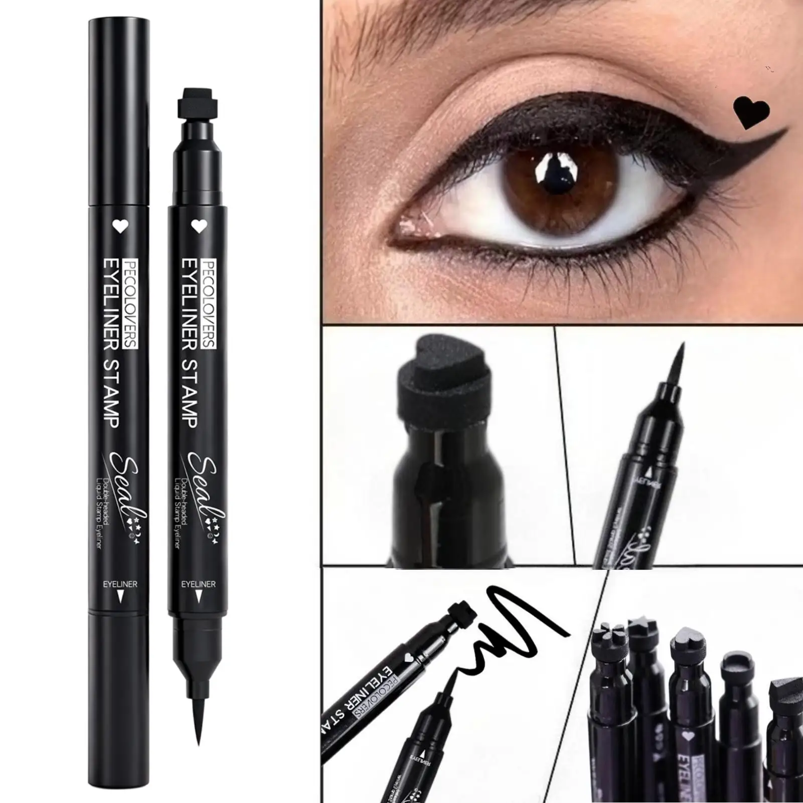 ปากกาอายไลเนอร์แบบน้ำลายหัวใจ 1 ชิ้น, แม่แบบแต่งตาแบบแคทอาย, กันน้ำ, ติดทนนาน, ให้ลุคปีกแมว