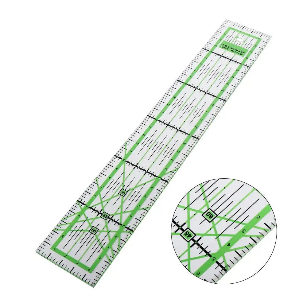 Clothing Cutting Acrylic Quilting Ruler Rectangle Transparent Tailor Ruler Green Drawing Ruler Dressmaker