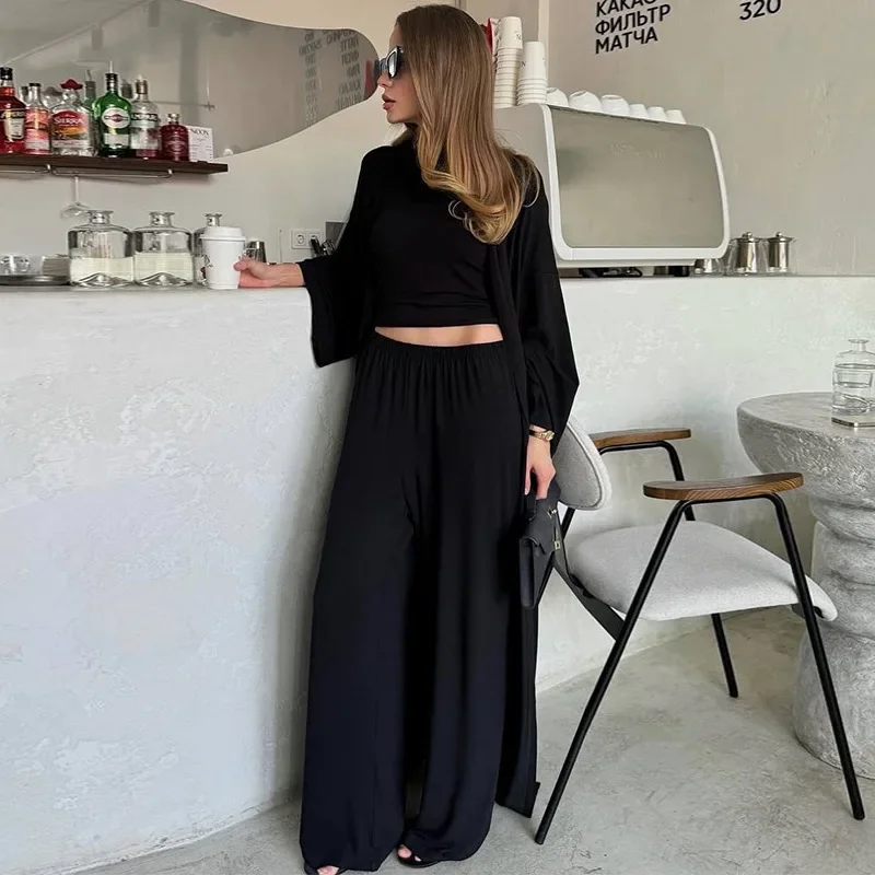 Women's clothing 2025 New summer new casual long cardigan long sleeve top high waist trousers fashion suit for club clothing